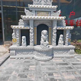 扬州芝麻白中国黑石材套墓 花岗岩墓碑