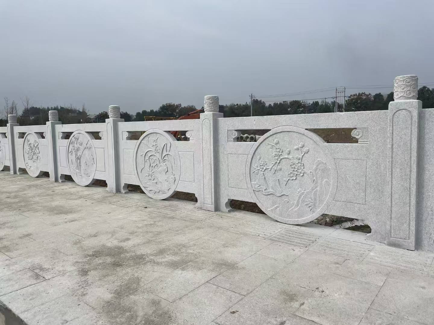 扬州芝麻白河道栏杆 石材栏杆
